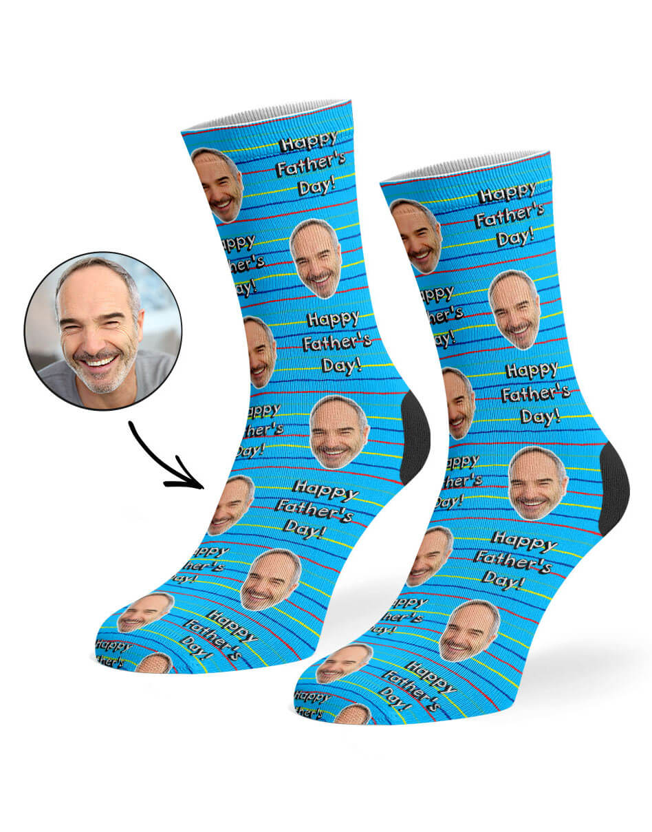 Striped Father's Day Socks With His Face On