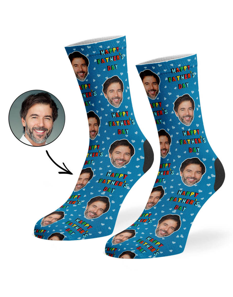 Blue Happy Father's Day Face Socks