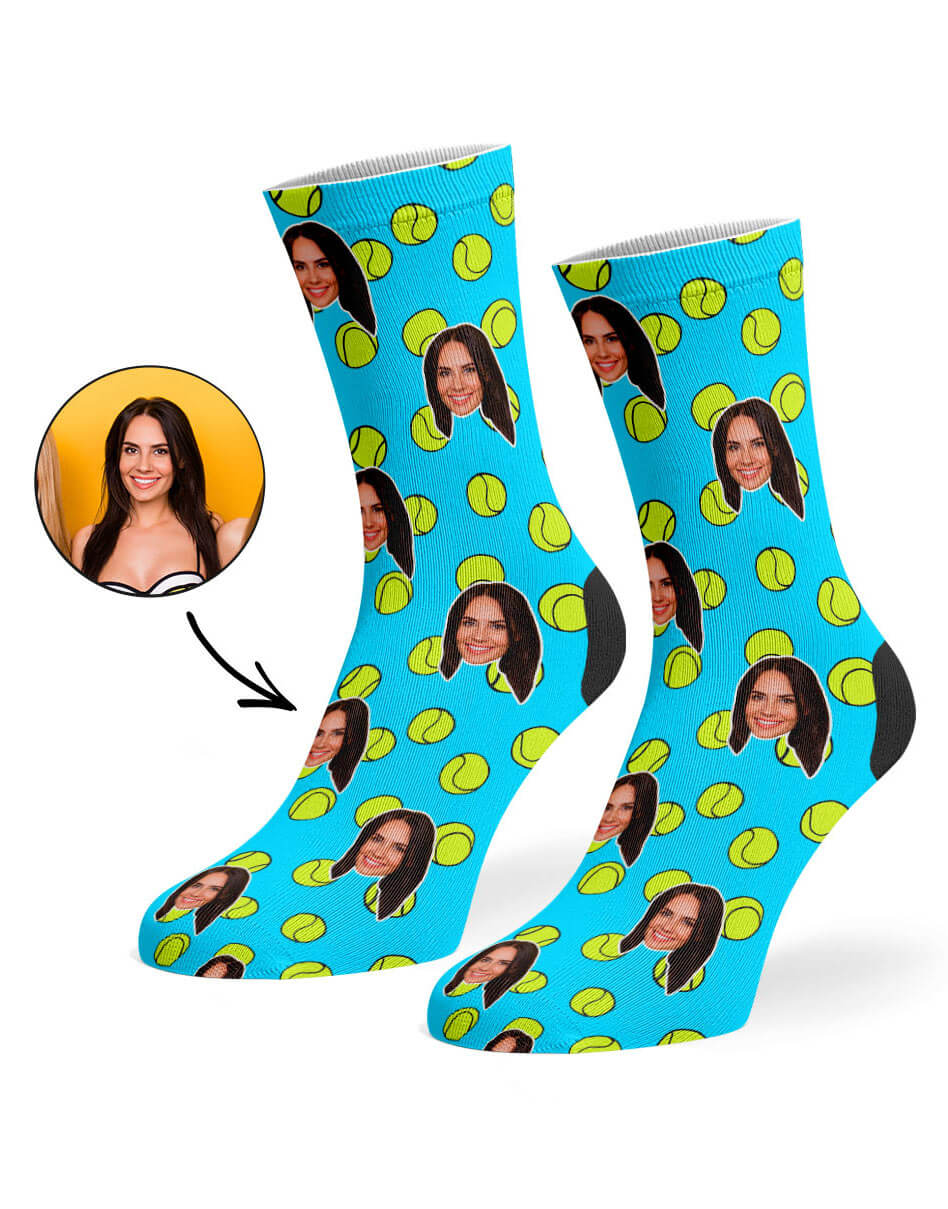 Bright Blue Tennis Balls Face Socks