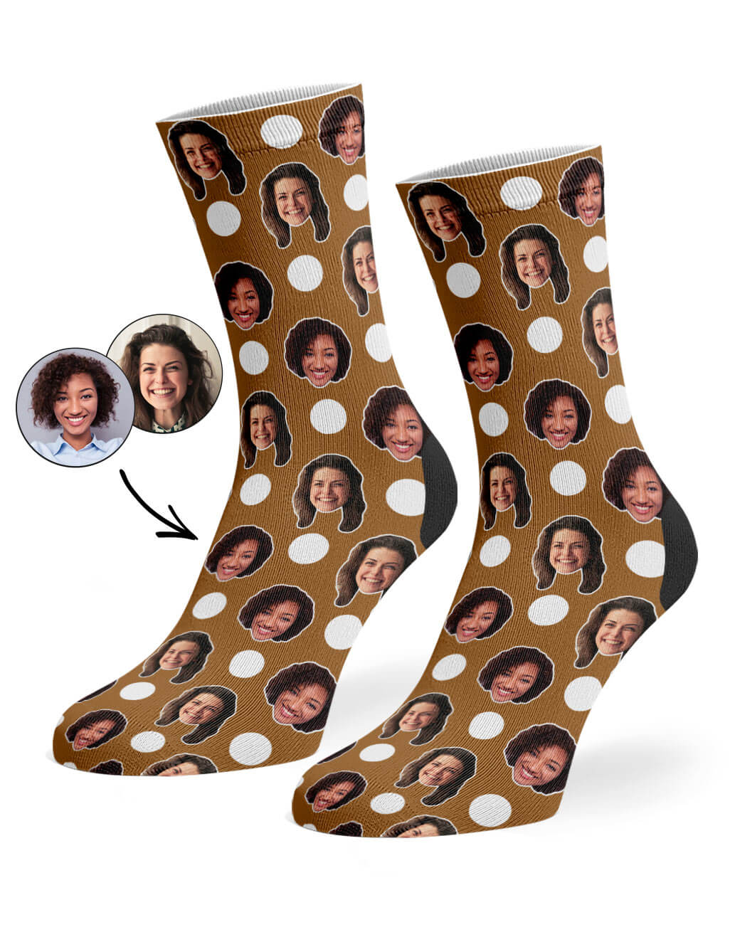 Brown Best Friend Polka Face Socks
