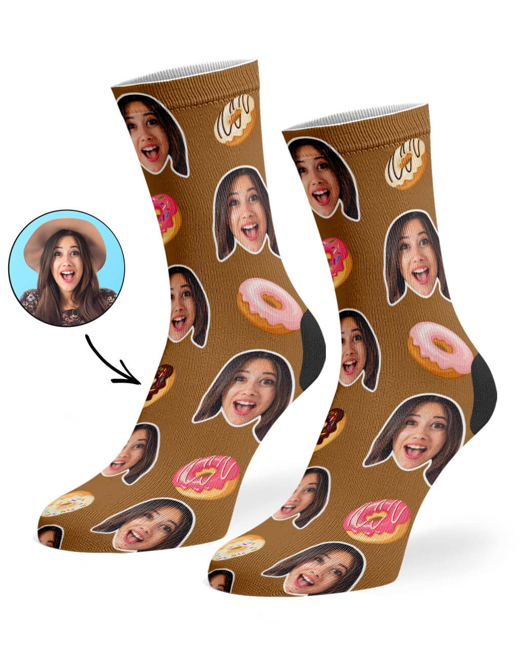 Donut Face Socks With Your Photo On