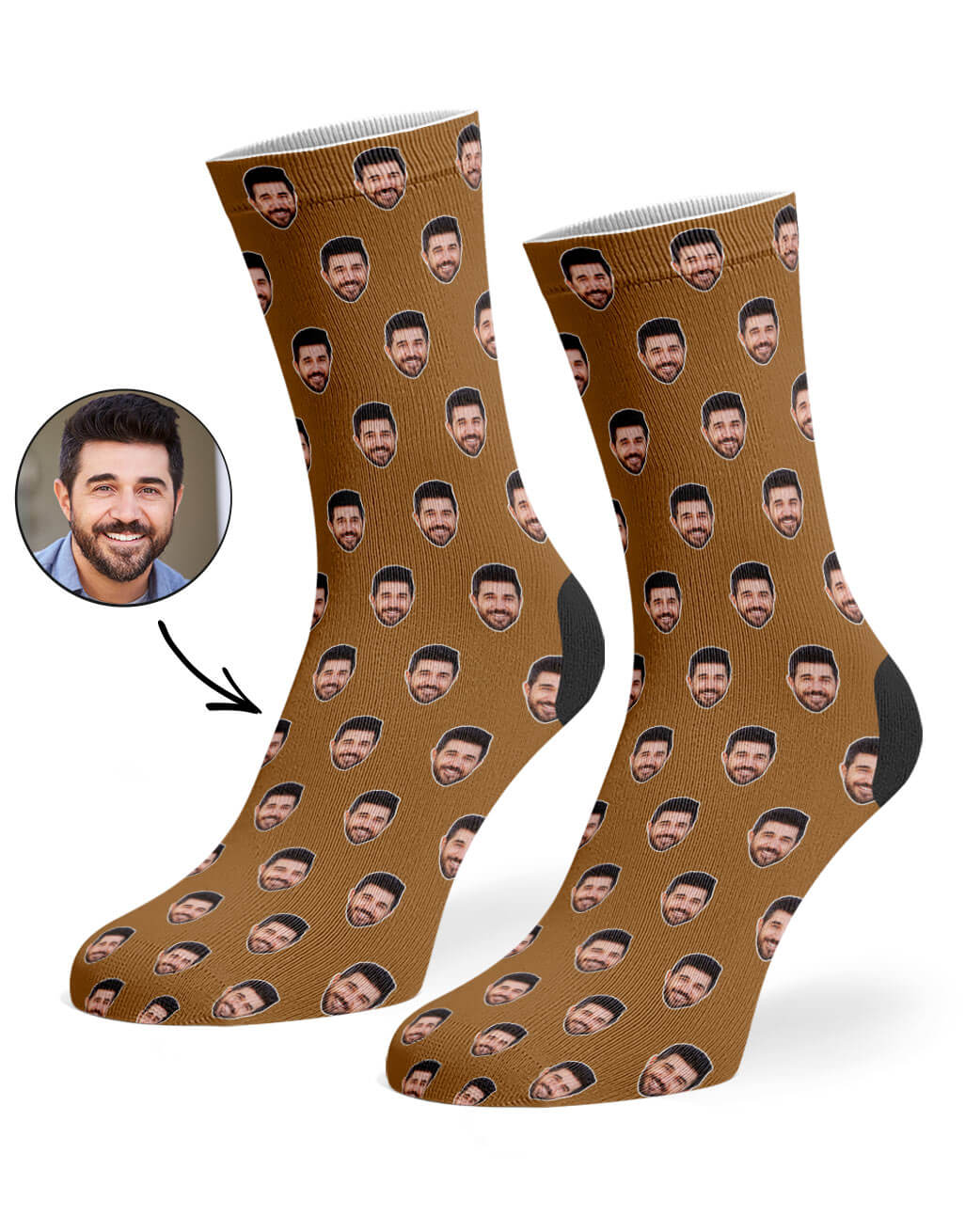 Face Pattern Brown Socks