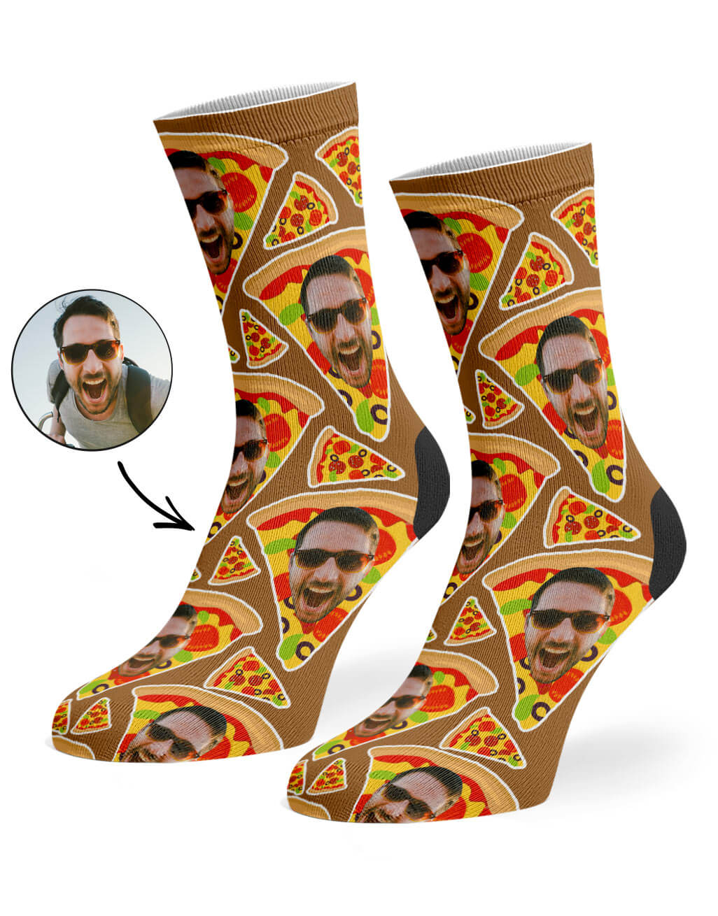 Your Photo On Pizza My Face Socks