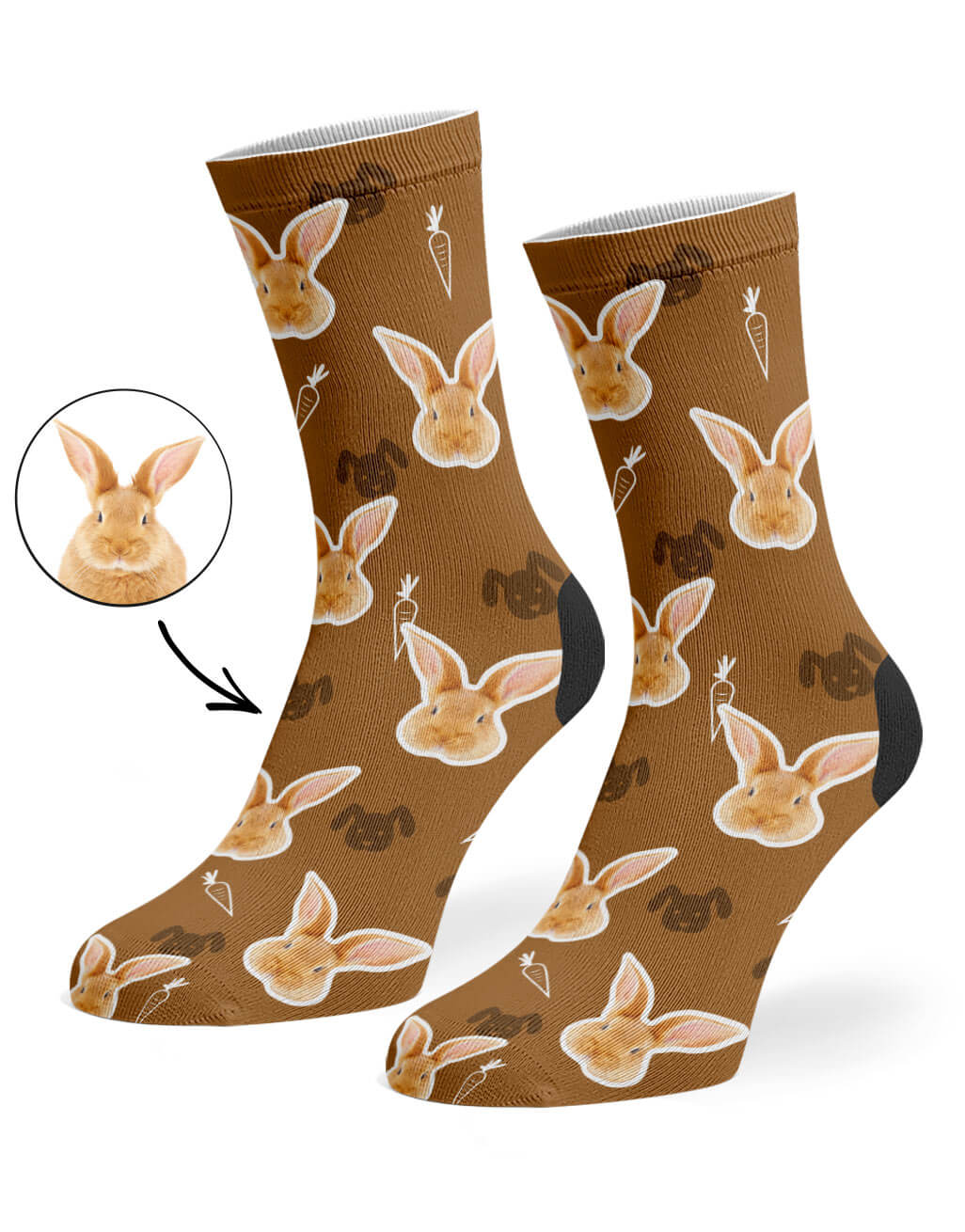 Rabbit Face on Socks