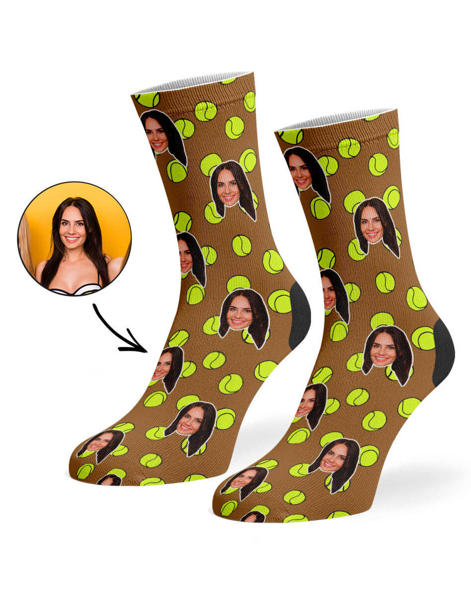 Brown Tennis Balls Face Socks
