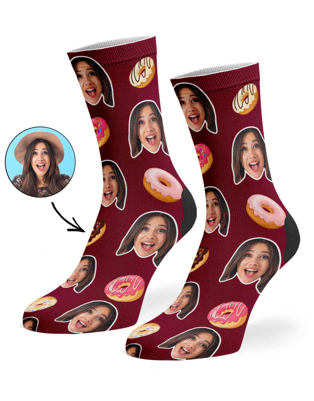 Customised Donut Face Socks