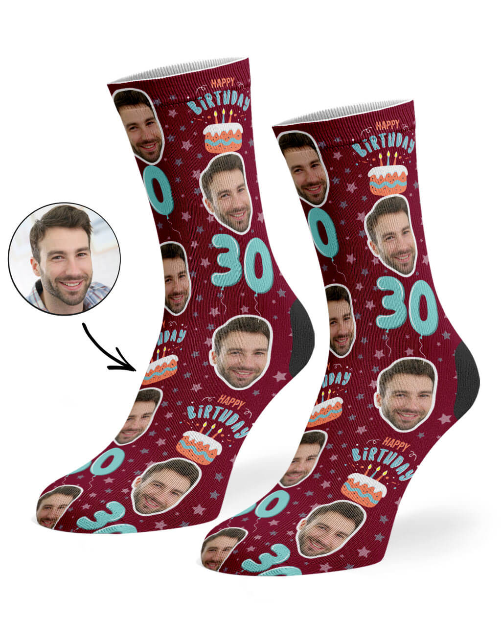 Happy 30th Birthday Photo Socks