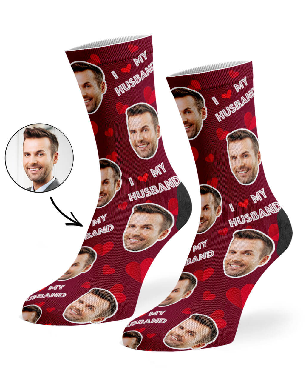 Burgundy I Love My Husband Socks
