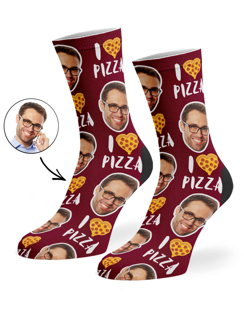 I Love Pizza Socks With Their Photo