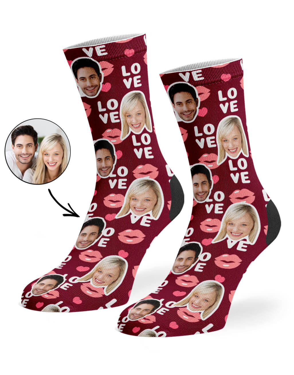 Custom Photo Love Lips Socks