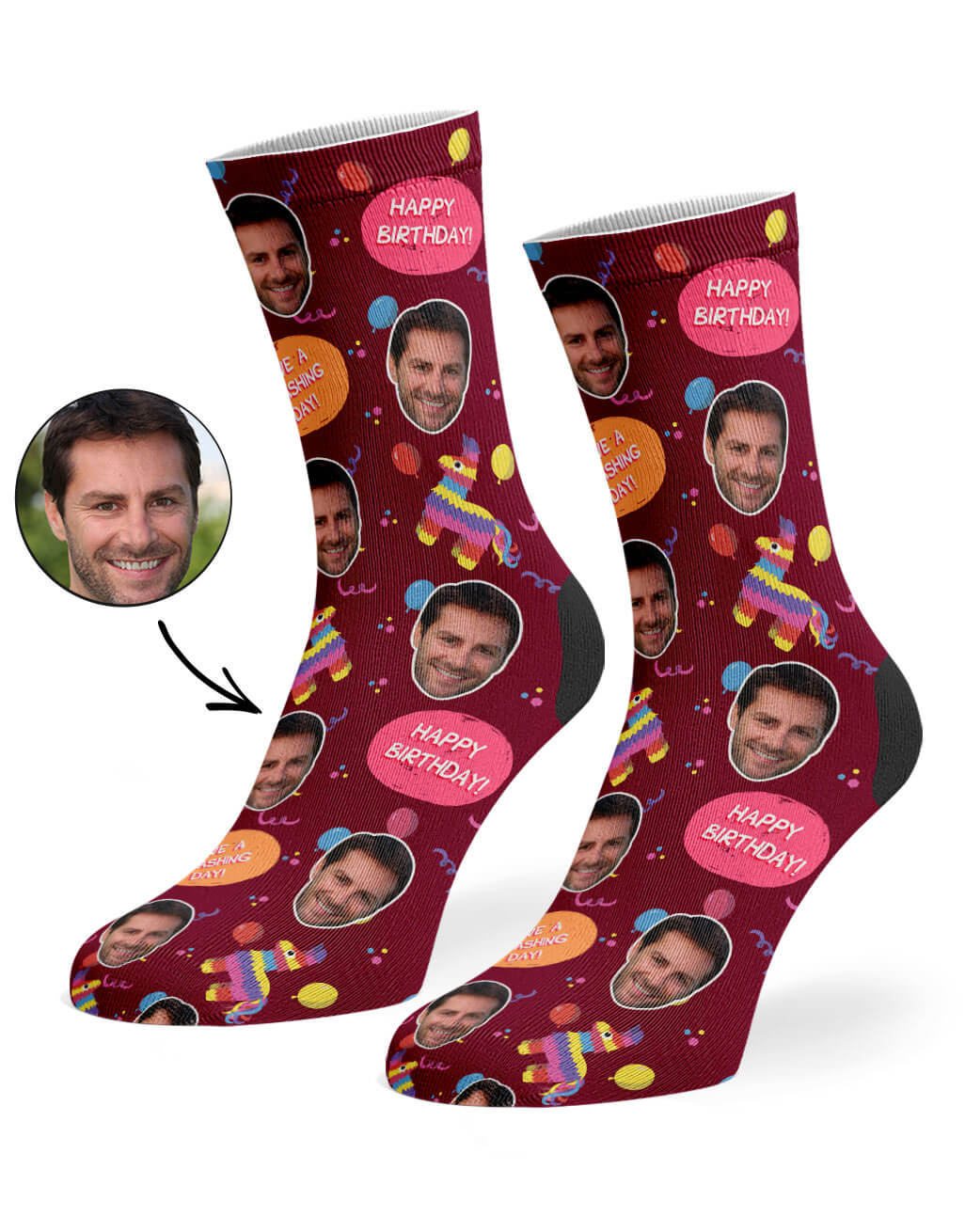 Pinata Birthday Photo Socks