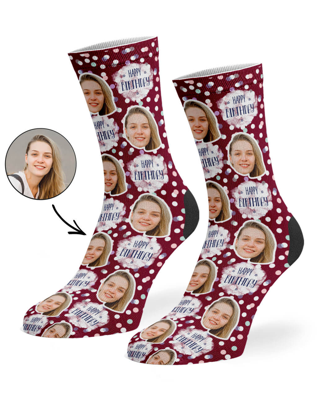 Spotty Birthday Photo Socks