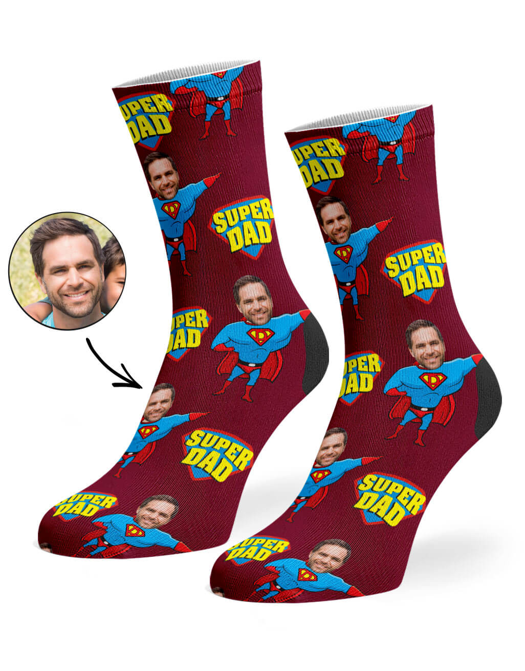 Super Hero Dad Socks With His Photo On