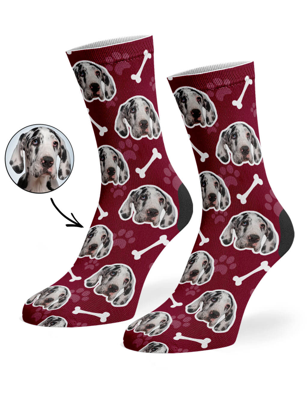 Burgundy Your Dog On Socks