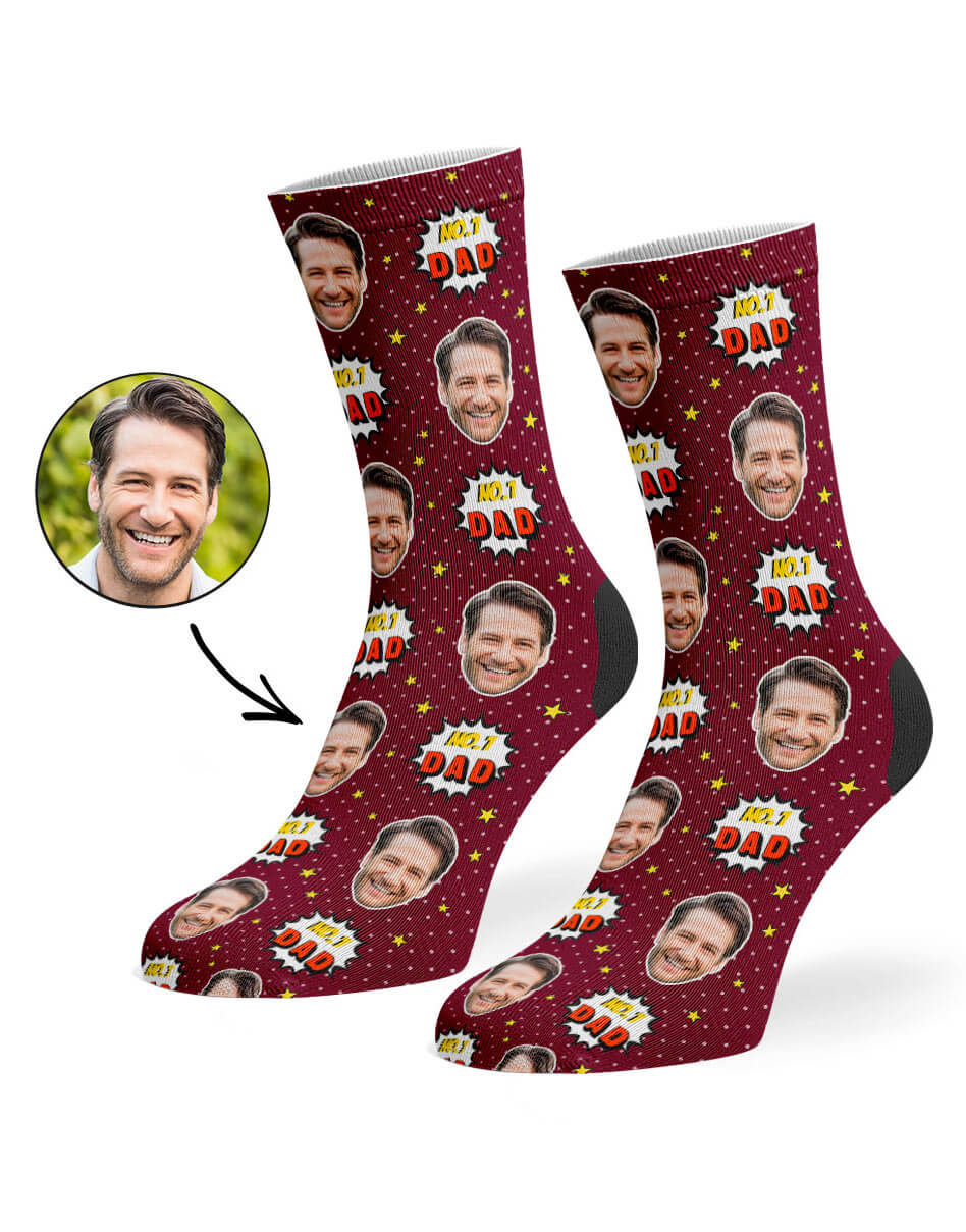 His face On Number 1 Dad Socks