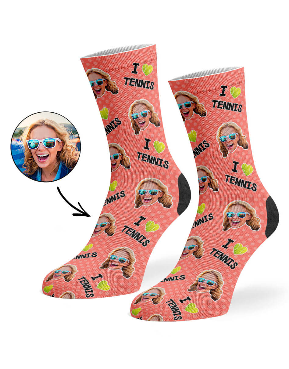 I Love Tennis Photo Socks
