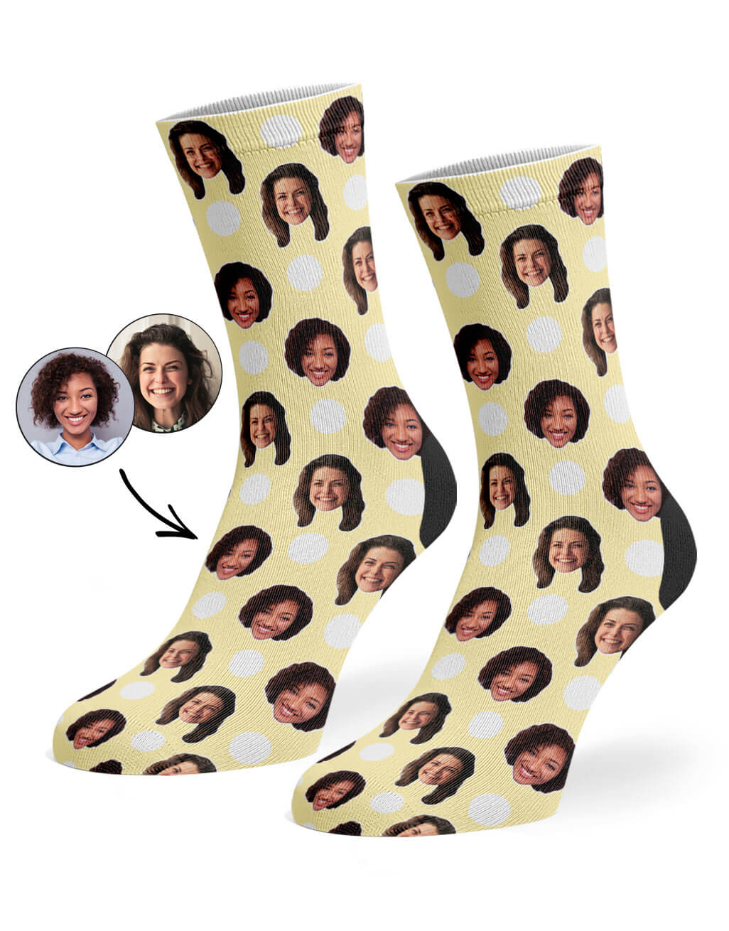 Cream Best Friend Polka Face Socks