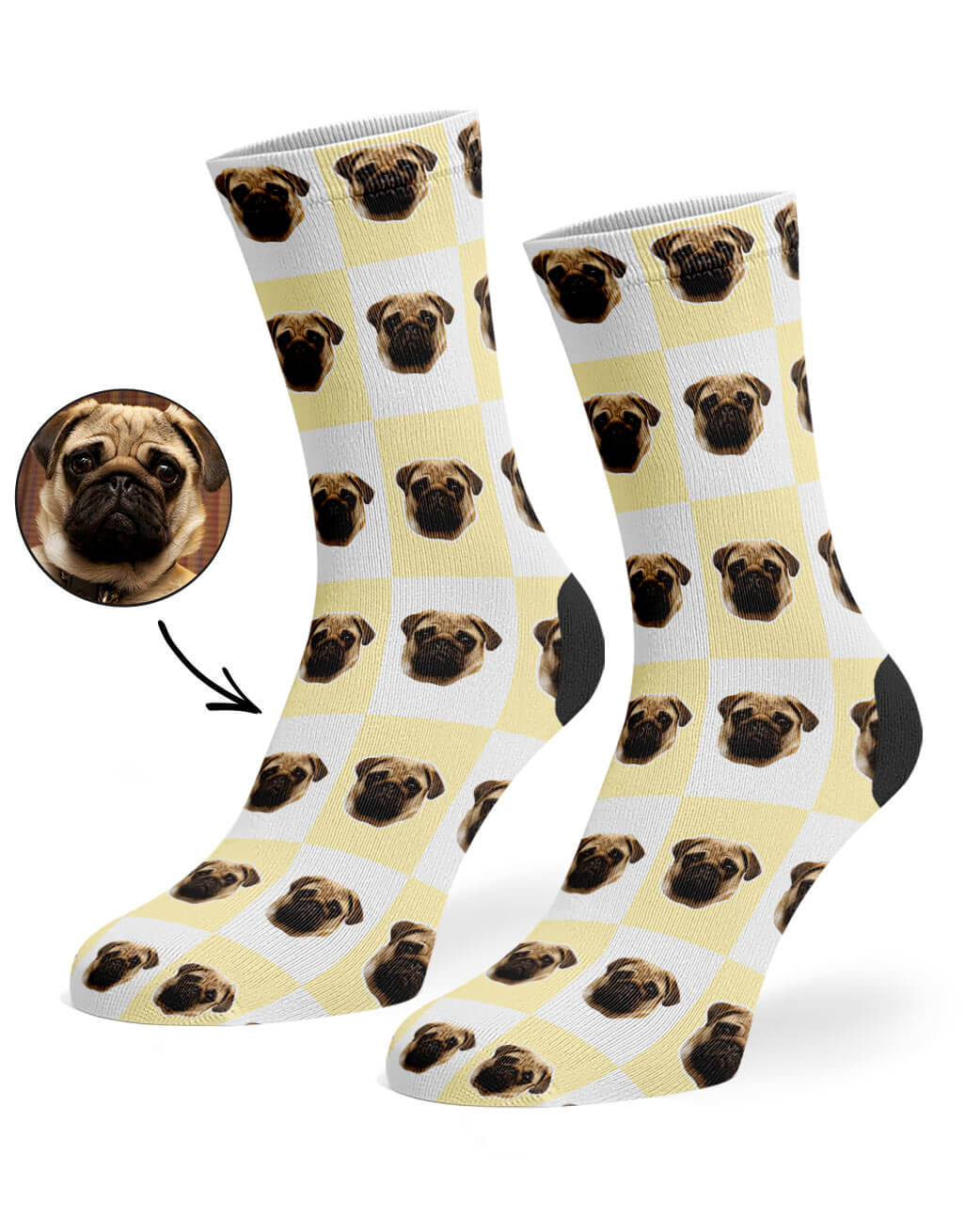 Chequered Dog's Face Socks