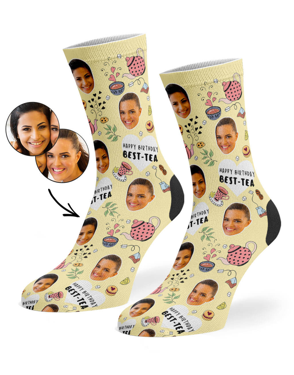Happy Birthday Best-Tea Socks With Faces On