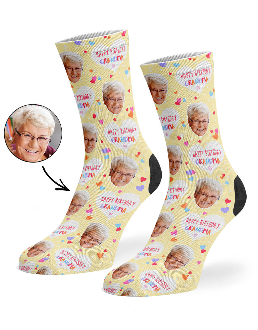 Happy Birthday Grandma Socks With Her Face On