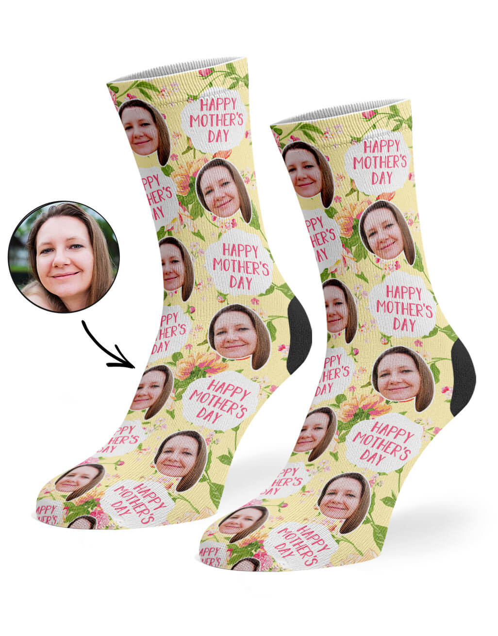Mother's Day Flower Socks With Her Face On