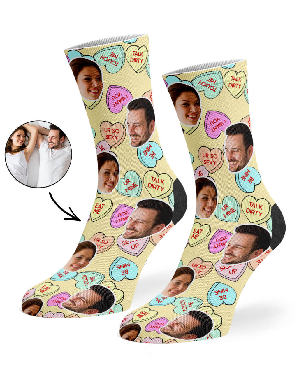 Naughty Love Hearts Socks With Your Face On