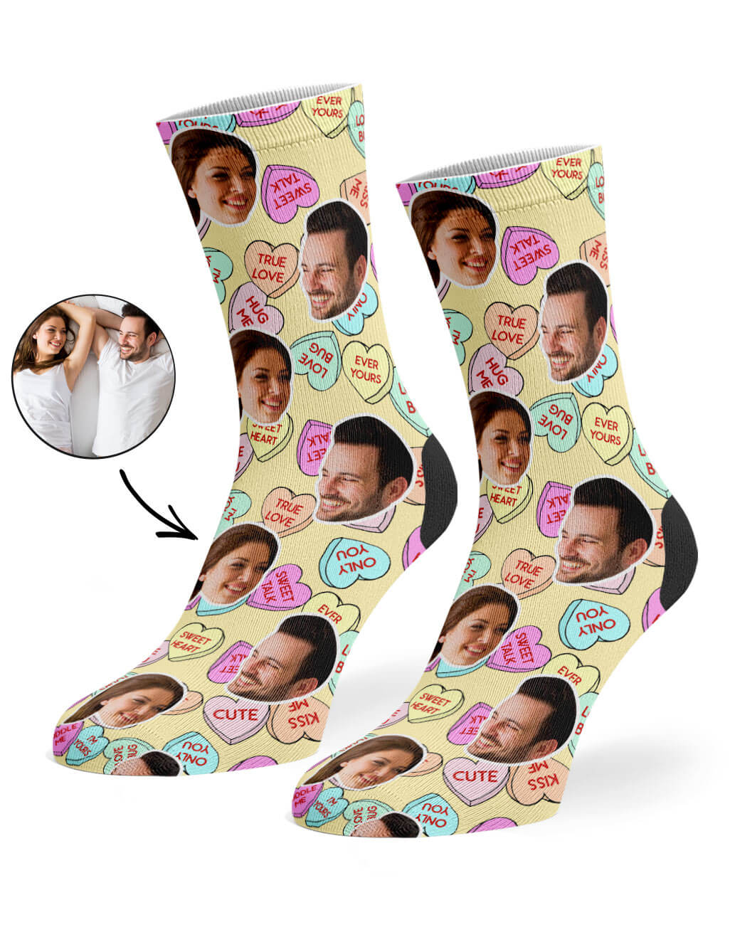 Your Face On Nice Love Hearts Socks
