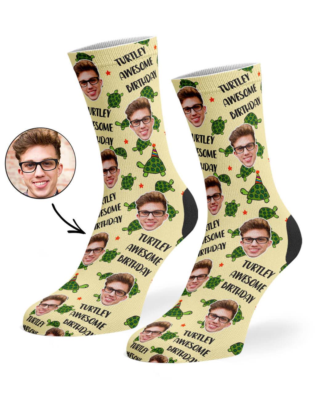 Turtley Awesome Birthday Face Socks