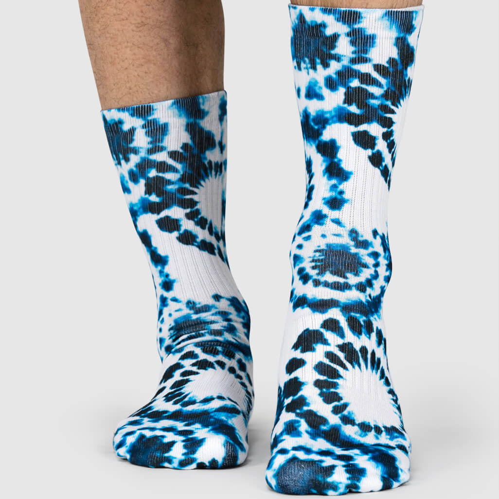 Blue Circle Tie Dye Socks