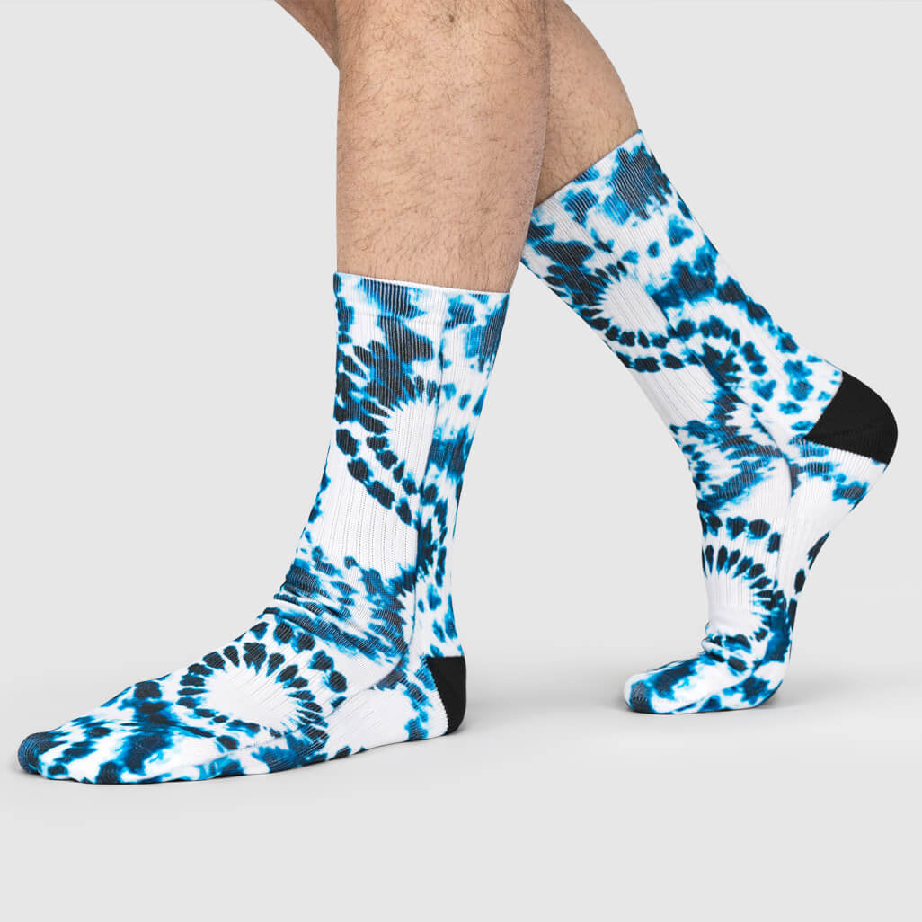 Blue Circle Tie Dye Socks