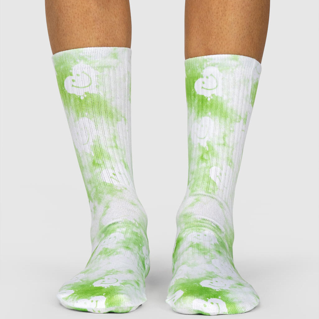 Green Smiley Tie Dye Socks
