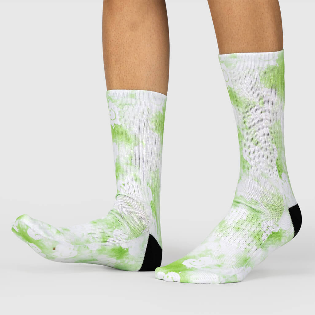 Green Smiley Tie Dye Socks