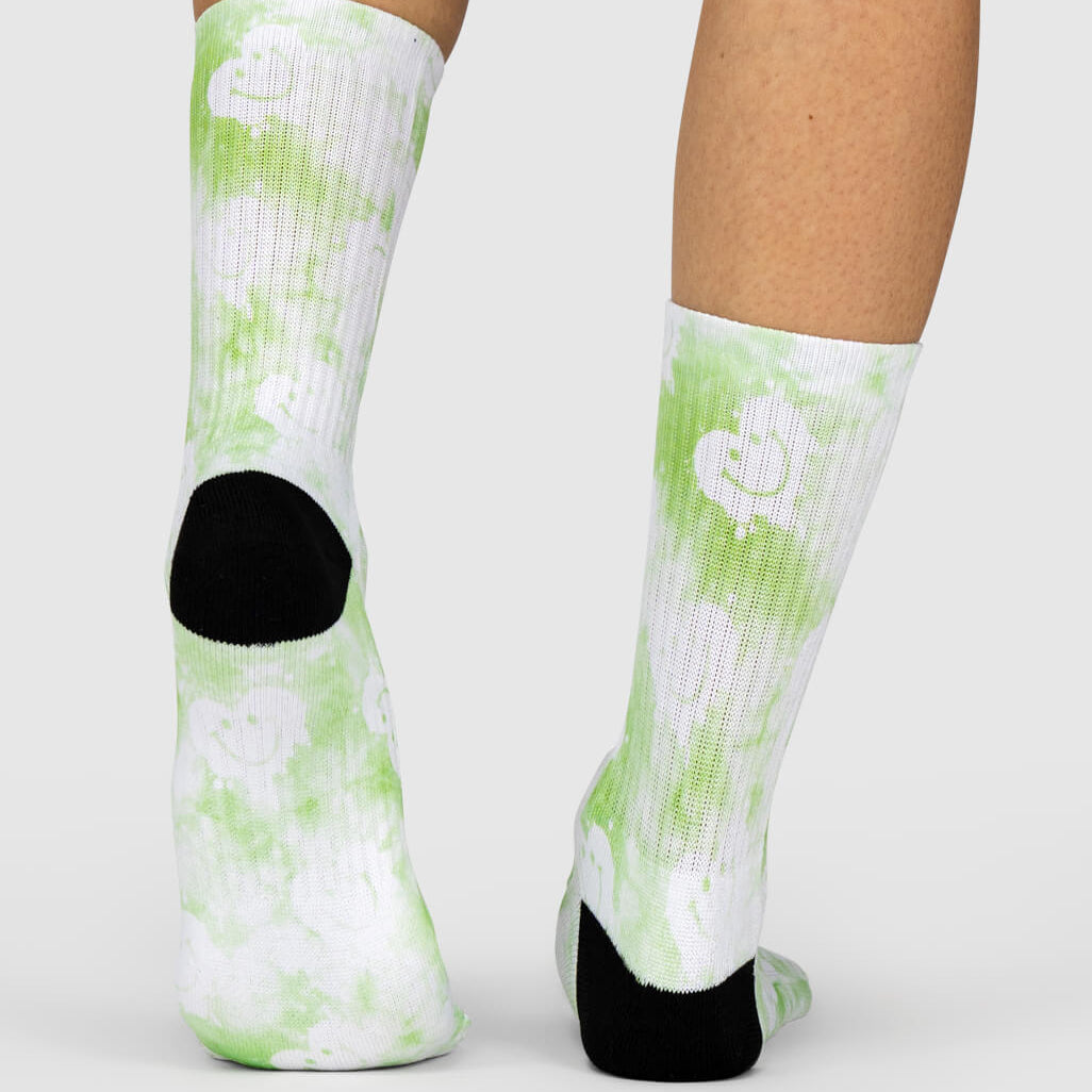 Green Smiley Tie Dye Socks