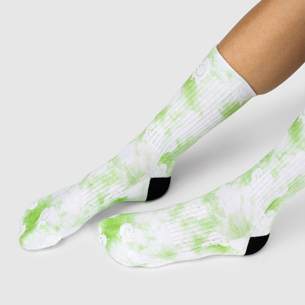 Green Smiley Tie Dye Socks