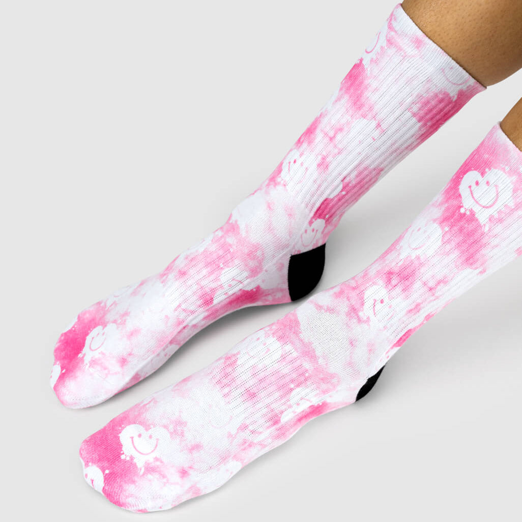 Pink Smiley Tie Dye Socks