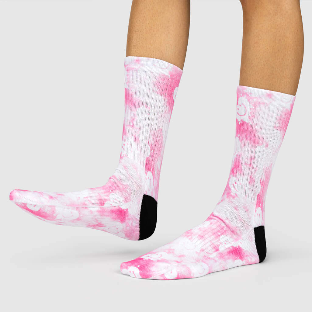 Pink Smiley Tie Dye Socks