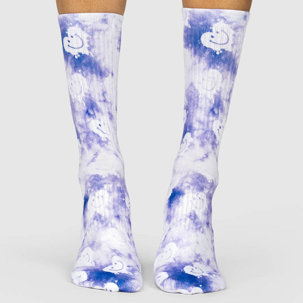 Purple Smiley Tie Dye Socks