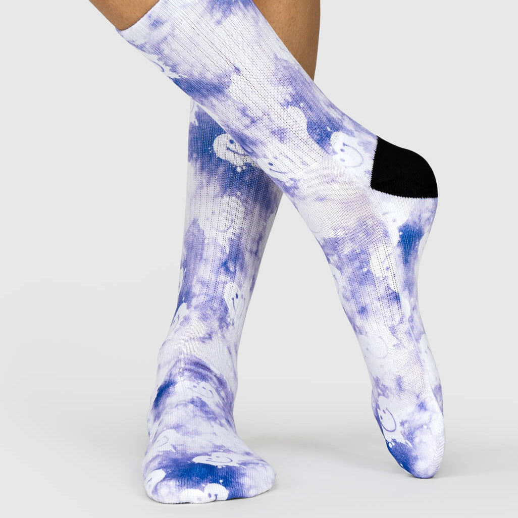 Purple Smiley Tie Dye Socks