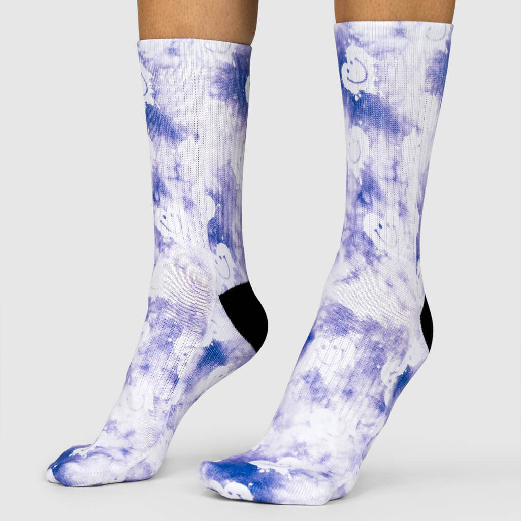 Purple Smiley Tie Dye Socks