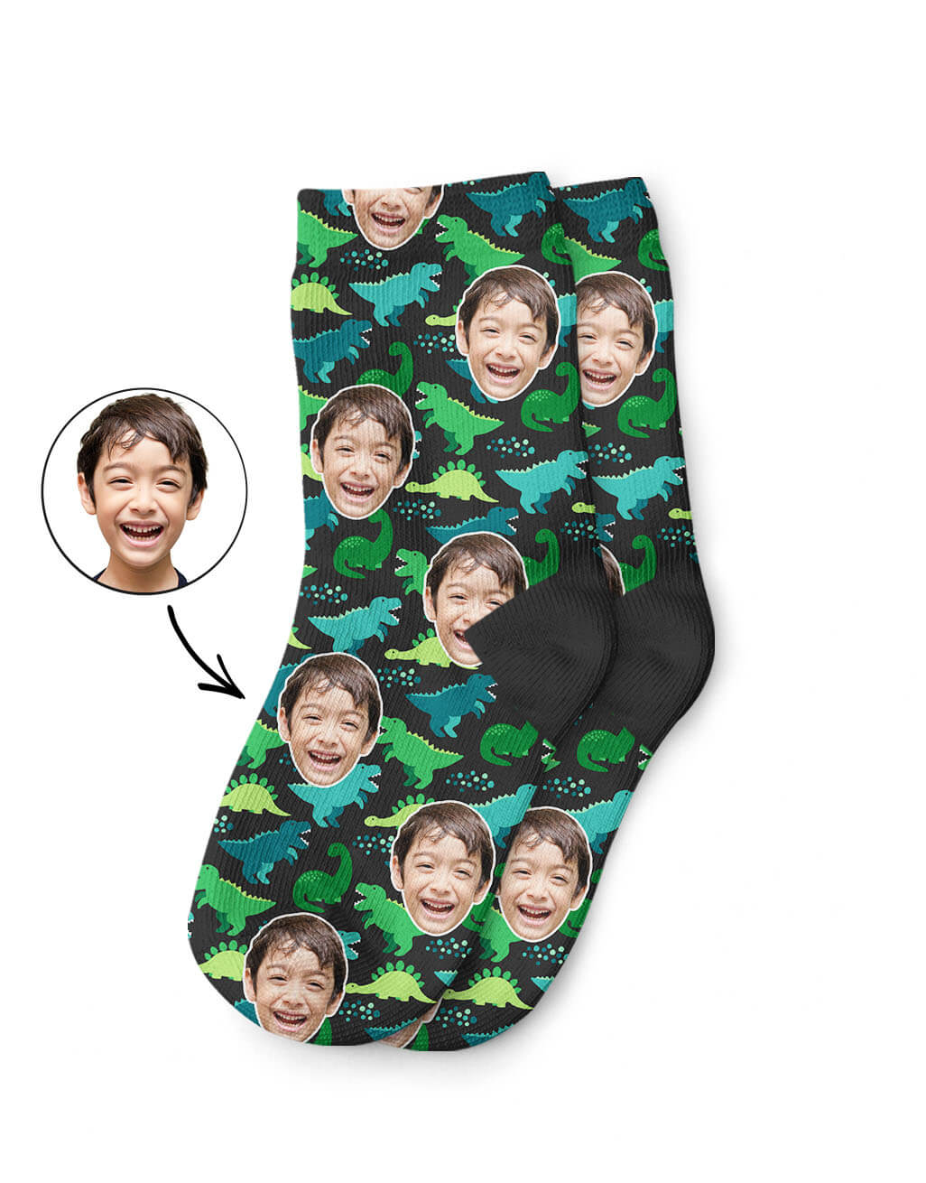 Personalised Dinosaur Pattern Kids Socks