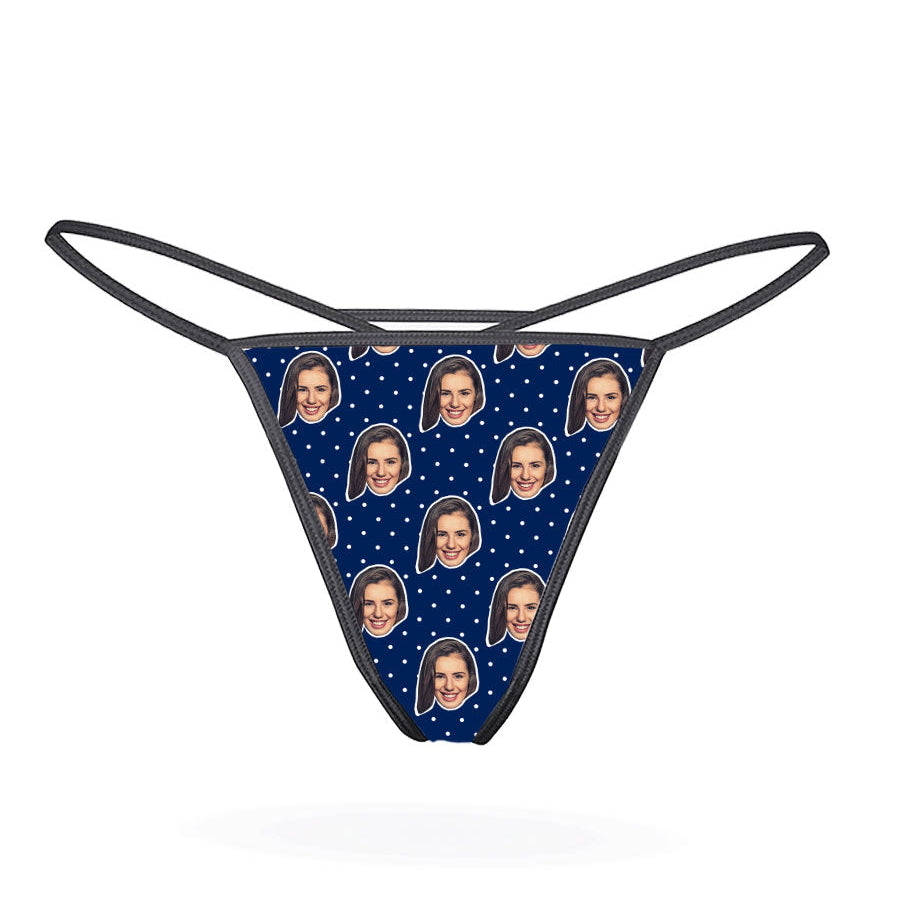 Custom Printed Polka Face Thong