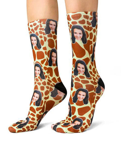 Giraffe Print Face Socks