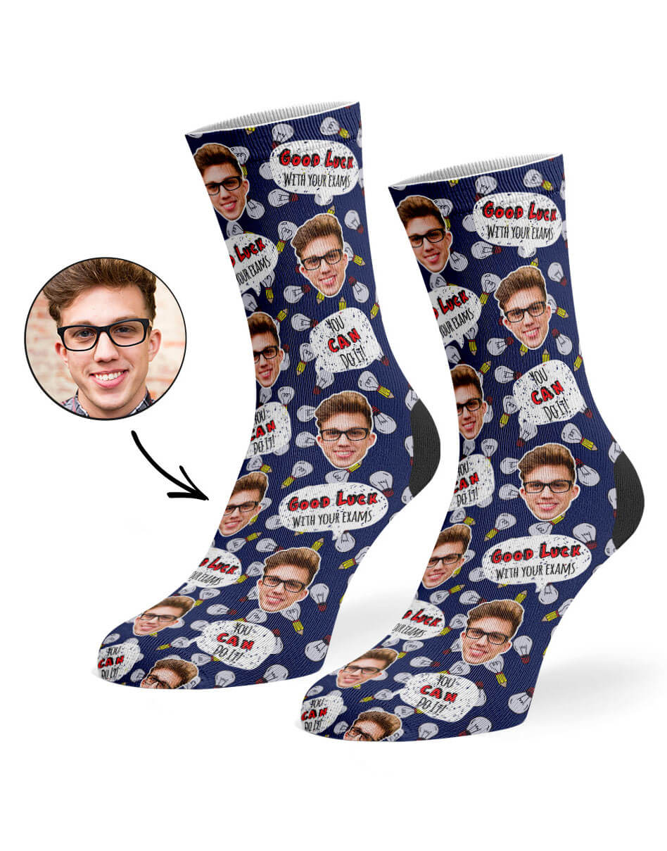 Navy Good Luck With Your Exams Socks