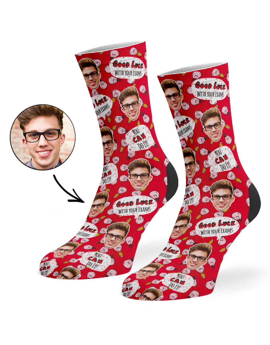 Red Good Luck With Your Exams Socks