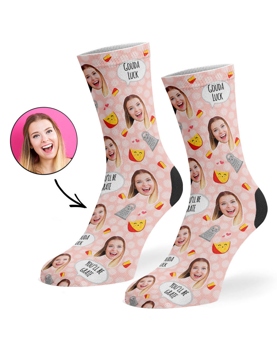 Gouda Luck Socks With Face On
