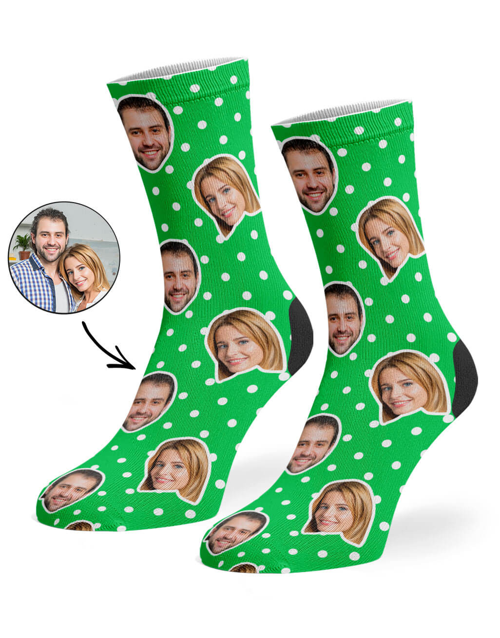 Your Photos On Polka Dot Face Socks