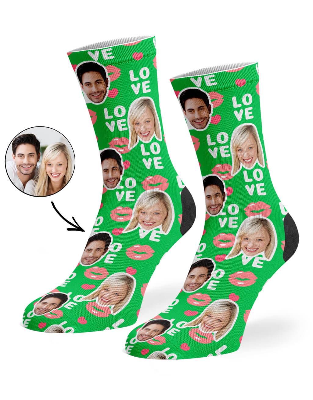 Love Lips Socks With Couples Faces On