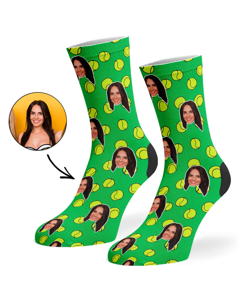 Green Tennis Balls Face Socks