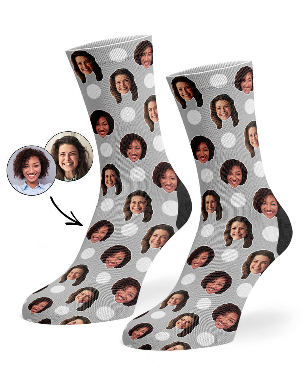Grey Best Friend Polka Face Socks