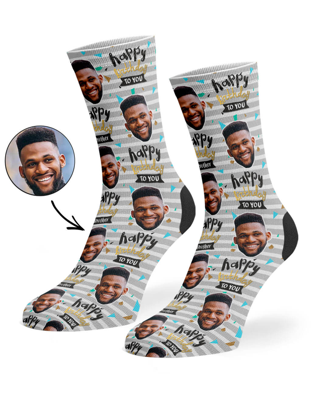 Your Photo On Happy Birthday Brother Socks